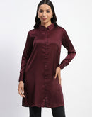 Madame Button Down Long Wine Shirt