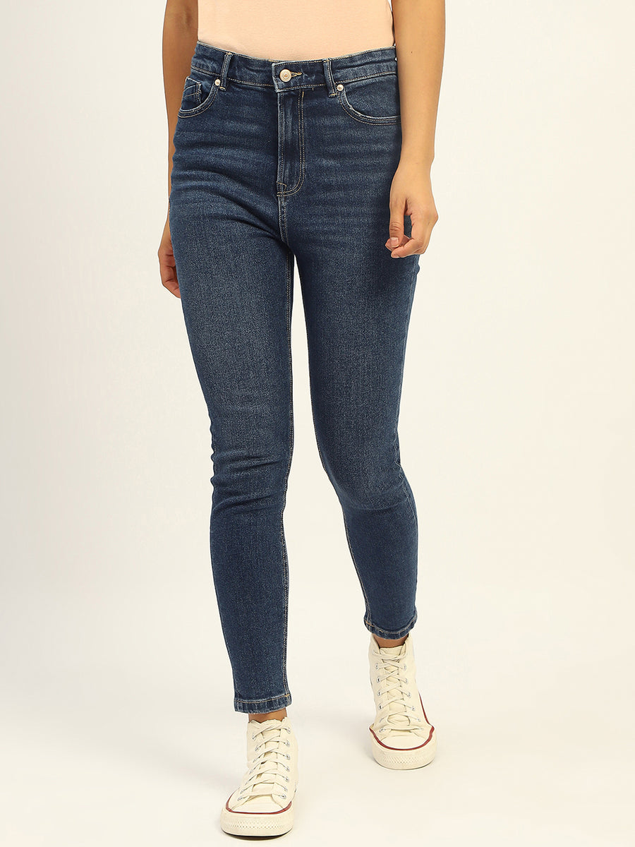 Madame Skinny Fit Raw Hem Cotton Dark Blue Denim