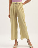 Madame Waist Belted Tapered Fit Dusty Green Trousers