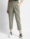 Madame Mid Rise Tapered Fit Olive Green Cargo