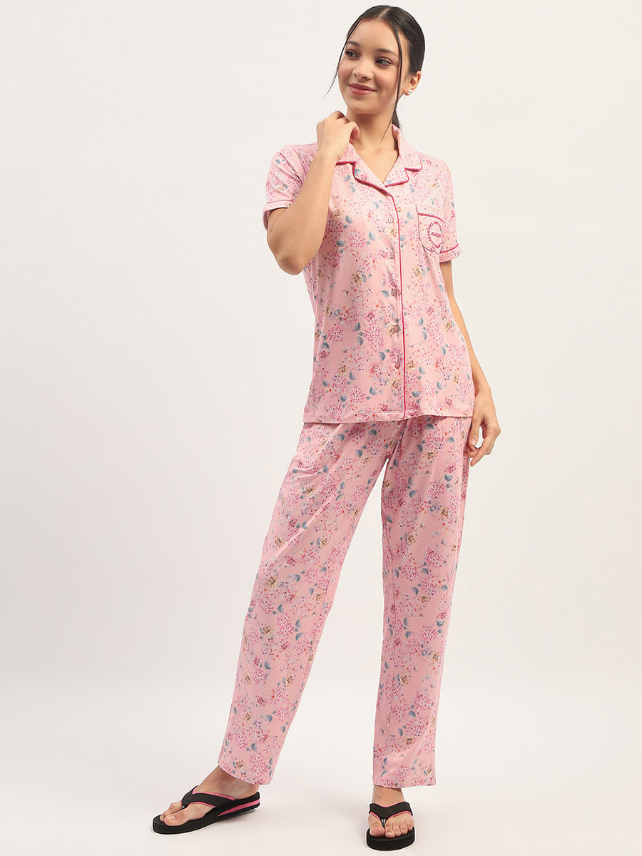 mSECRET Printed Pink Nightsuit Set