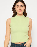 Madame Mock Neck Lime Green Sleeveless Sweater