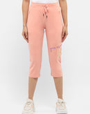 mSECRET Typography Peach Drawstring Waist Capri