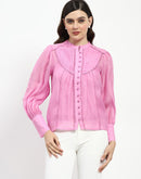 Madame Bridgerton Lacework Pleated Nylon Mauve Shirt