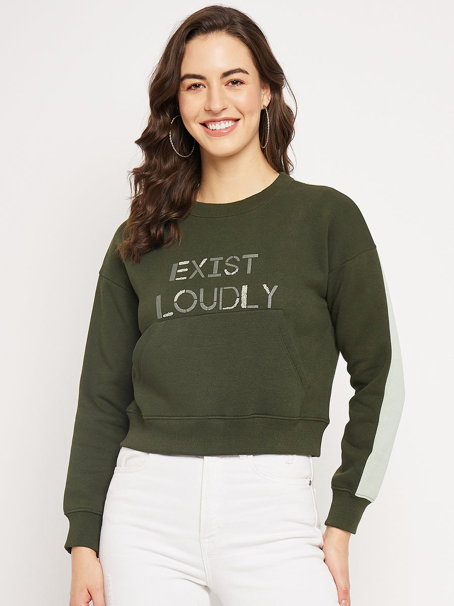 Olive green sweatshirt outlet womens