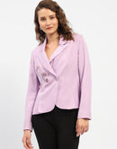 Madame Single Breasted Embellished Mauve Blazer