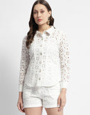 Madame White Schiffli Cotton Shirt