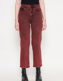 Madame Cotton Blend Acid Wash Red Denim