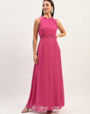 Madame Fit And Flare Pink Maxi Dress