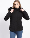 Madame Black Faux Fur Hood Quilted Puffer Jacket