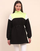 Camla Barcelona Cotton Color Blocked Tie Waist Black Sweatshirt