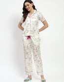 mSECRET Printed Shirt and Shorts Off White Nightsuit