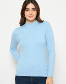 Madame Turtle Neck Full Sleeve Blue Sweater