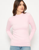 Madame Turtle Neck Full Sleeve Pink Sweater