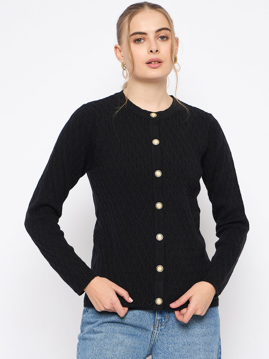 Madame Round Neck Black Cardigan