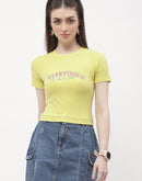 Madame Typography Lemon Yellow Crop T-Shirt