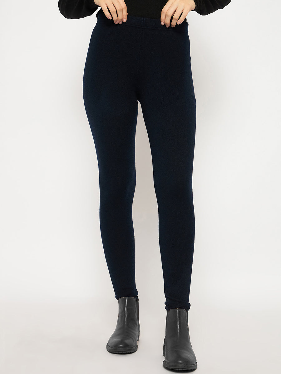 Madame Skinny Fit Solid Navy Blue Tights