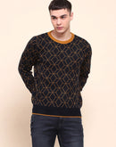 Camla Barcelona Geometric Print Navy Blue Sweater