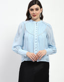 Madame Bridgerton Lacework Sky Blue Nylon Shirt