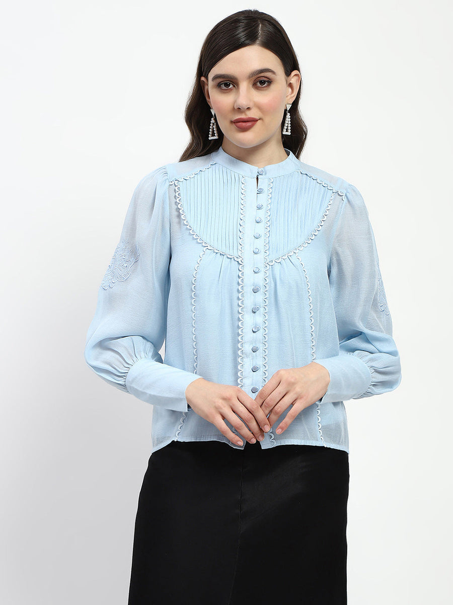 Madame Bridgerton Lacework Sky Blue Nylon Shirt