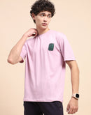 Camla Barcelona Solid Lilac Crew Neck T-Shirt