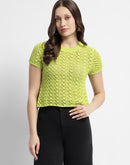 Madame Neon Green Round Neck Knitted Top