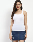 Madame Solid Cotton Blend Crop Tank Top