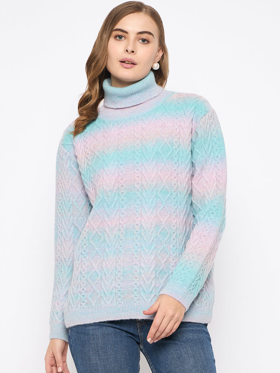 Madame Striped Multicolor Turtleneck Sweater