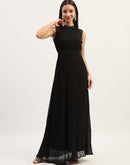 Madame Fit And Flare Black Maxi Dress