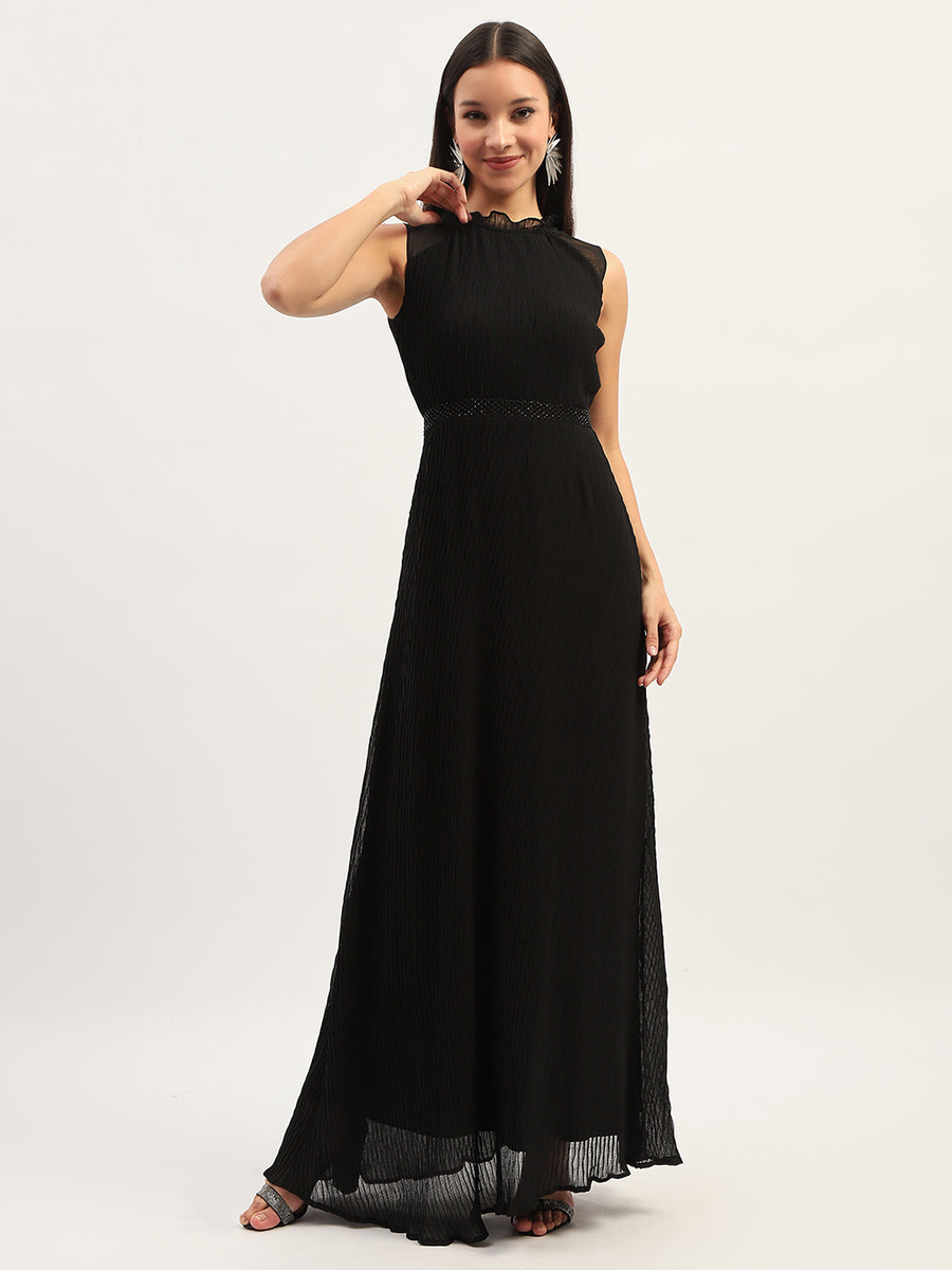 Madame Fit And Flare Black Maxi Dress