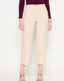 Madame Slash Pocketed Straight Fit Belted Solid Ivory Trousers