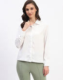 Madame Button Down Solid White Shirt