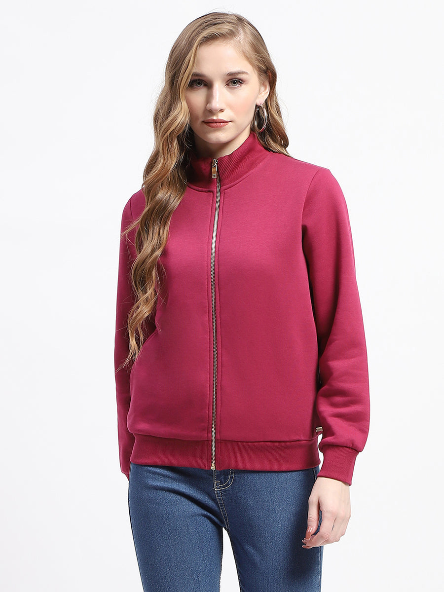 Madame Mock Neck Plum Cotton Sweatshirt