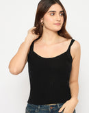 Madame Sleeveless Solid Black Sweater