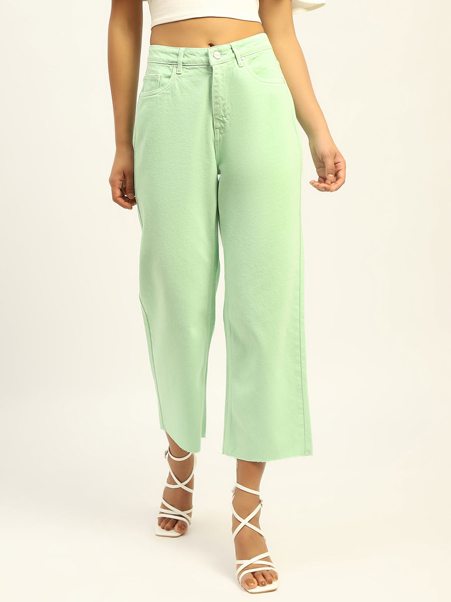 Madame Regular Mid Rise Cotton Green Denim