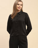 Camla Barcelona Solid Black Satin Shirt