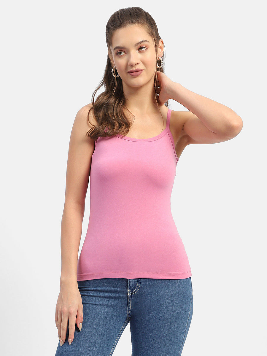 Madame Typography Pink Ribbed Tank Top