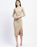 Madame Solid Brown Bodycon Dress