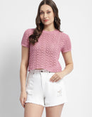 Madame Pink Knit Short Sleeve Top