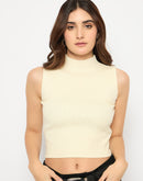 Madame Mock Neck Off White Sleeveless Sweater