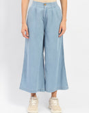 Madame Wide Leg Cropped Light Blue Denim