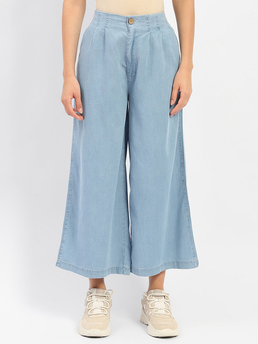 Madame Wide Leg Cropped Light Blue Denim