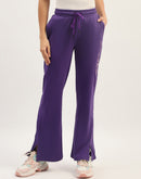 mSECRET Typography Detailing Boot cut Purple Track Bottom