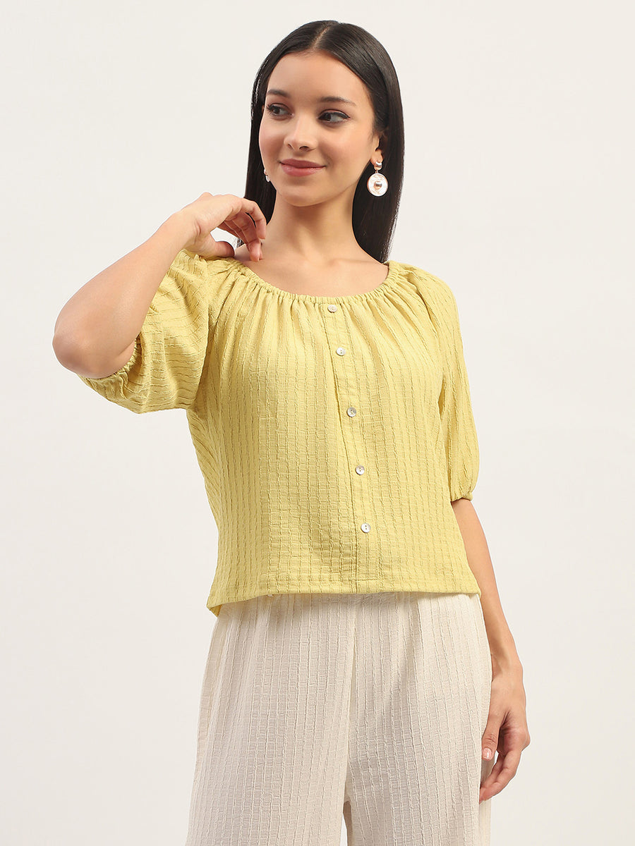 Madame Textured Solid Lime Top