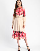 Madame Floral Printed Button Down Shirt A-Line Dress