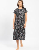 mSECRET Floral Print Round Neck Black Night Dress