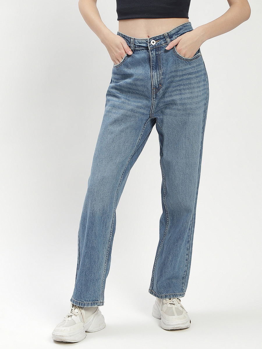 Madame Blue Tapered Fit Cotton Jeans