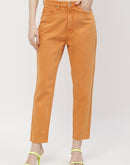 Madame Solid Orange Mom Fit Jeans