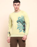 Camla Barcelona Graphic Printed Lime Green Cotton Sweatshirt