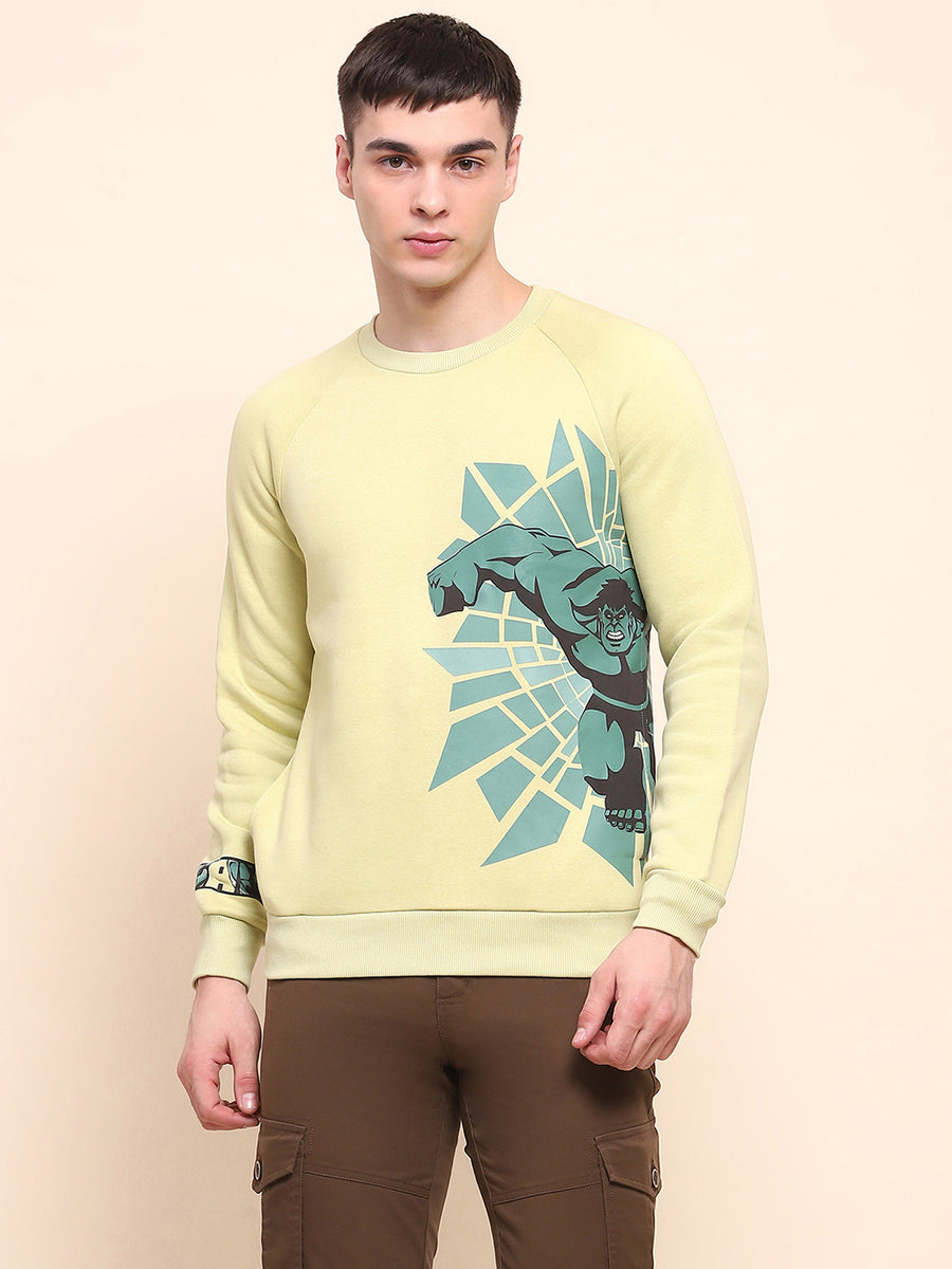 Camla Barcelona Graphic Printed Lime Green Cotton Sweatshirt